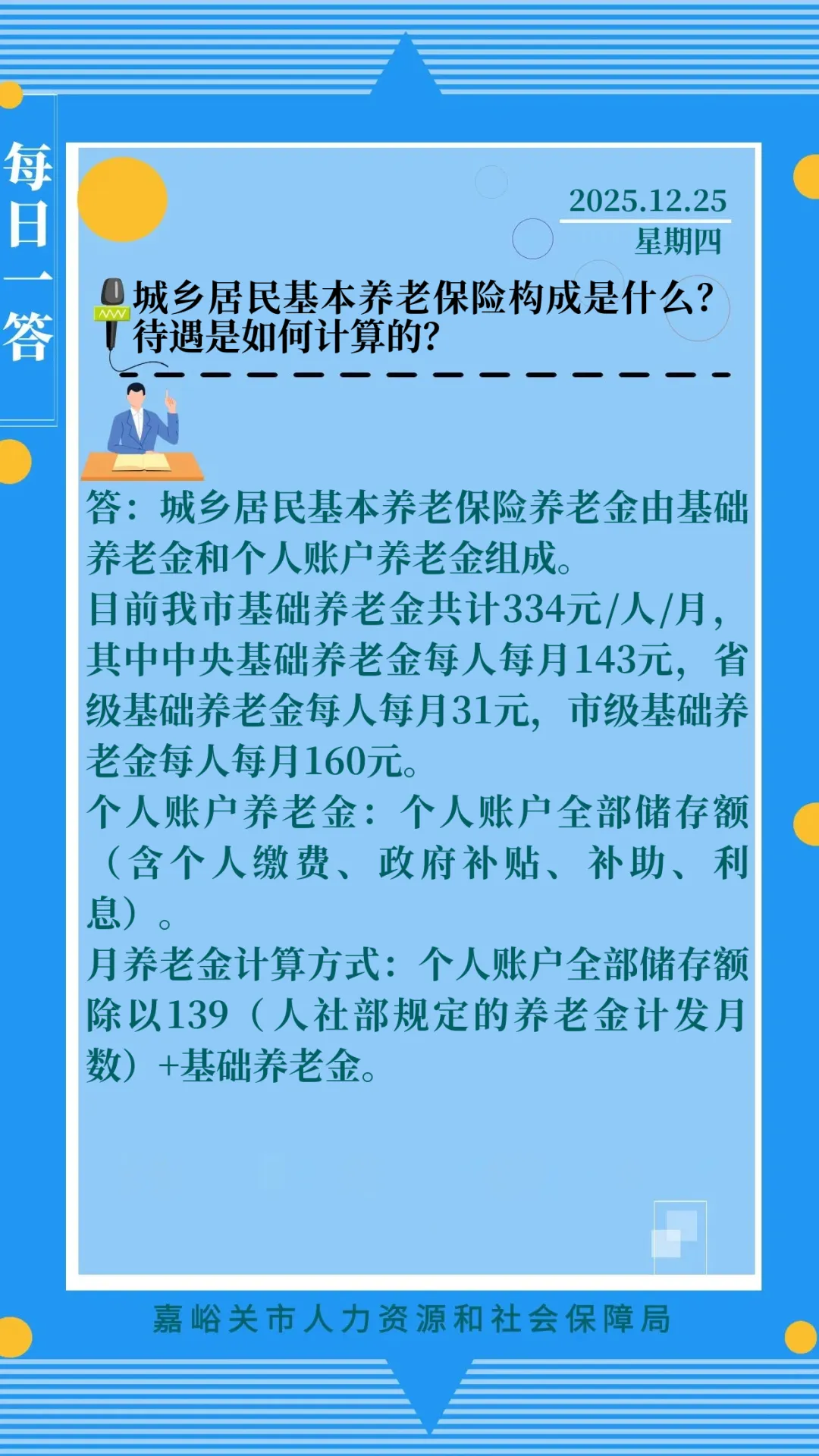 嘉峪关市城乡居民基本养老保险构成是什么？待遇是如何计算的？基础养老金标准…
